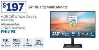 Officeworks 24" FHD Ergonomic Monitor offer