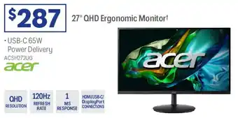 Officeworks 27" QHD Ergonomic Monitor+ offer