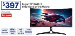 Officeworks Legion 34" UWQHD Ultrawide Gaming Monitor offer