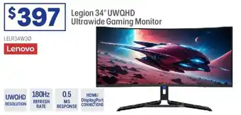 Officeworks Legion 34" UWQHD Ultrawide Gaming Monitor offer