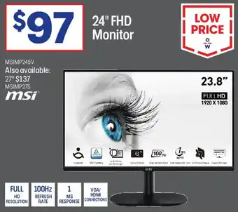 Officeworks 24" FHD Monitor offer