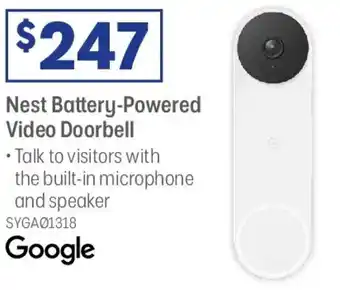 Officeworks Nest Battery-Powered Video Doorbell offer