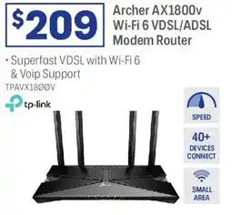 Officeworks Archer AX1800v Wi-Fi 6 VDSL/ADSL Modem Router offer