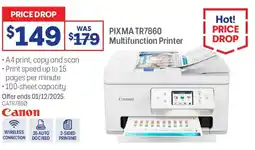 Officeworks PIXMA TR7860 Multifunction Printer offer