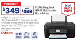 Officeworks PIXMA MegaTank G3690 Multifunction Home Printer offer