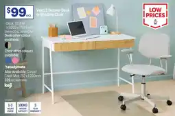 Officeworks Vinci 2 Drawer Desk or Student Chair offer