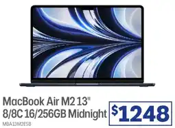 Officeworks MacBook Air M2 13" 8/8C 16/256GB Midnight offer