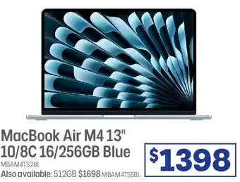 Officeworks MacBook Air M4 13" 10/8C 16/256GB Blue offer