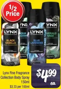 Farmer Jack's Lynx Fine Fragrance Collection Body Spray offer