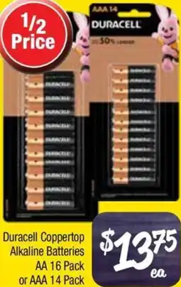Farmer Jack's Duracell Coppertop Alkaline Batteries AA or AAA offer