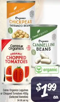 Farmer Jack's Ceres Organics Legumes or Chopped Tomatoes offer