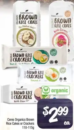 Farmer Jack's Ceres Organics Brown Rice Cakes or Crackers offer