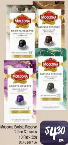 Farmer Jack's Moccona Barista Reserve Coffee Capsules offer