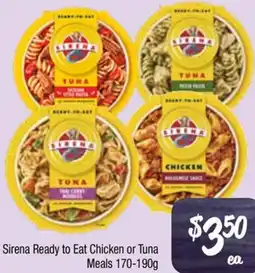 Farmer Jack's Sirena Ready to Eat Chicken or Tuna Meals offer