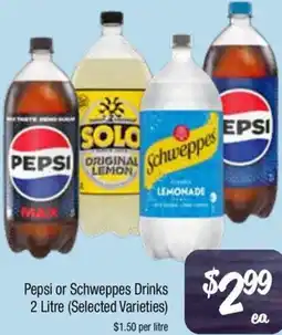 Farmer Jack's Pepsi or Schweppes Drinks offer
