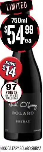 Farmer Jack's Nick o/leary bolaro shiraz offer