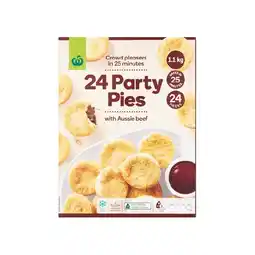 Woolworths Woolworths Party Pies 1.1 kg Pk 24 – From the Freezer offer