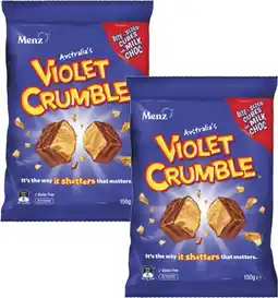Coles Violet Crumble Choc Honeycomb 130g-150g offer