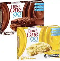 Coles Fibre One Choc Fudge Brownie or Lemon Drizzle Square 120g offer