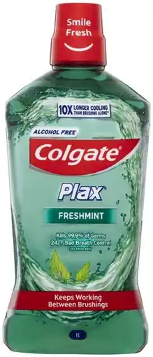 Coles Colgate Plax Fresh Mint Mouthwash 1 Litre offer