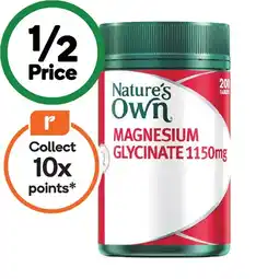 Woolworths Nature’s Own Magnesium Glycinate 1150mg Tablets Pk 200 offer