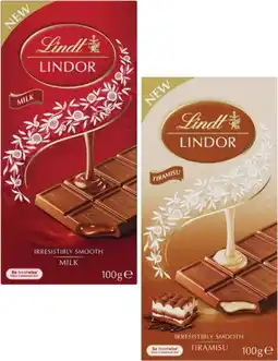 Coles Lindt Lindor Block Chocolate 100g offer