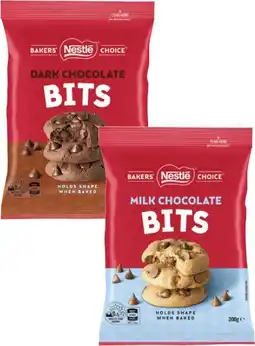 Coles Nestlé Bakers Choice Baking Chocolate Bits 200g offer