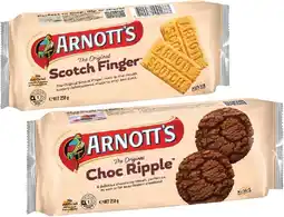 Coles Arnott’s Scotch Finger or Choc Ripple Biscuits 250g offer