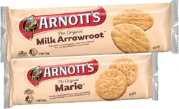Coles Arnott’s Milk Arrowroot or Marie Biscuits offer