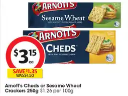Coles Arnott's Cheds or Sesame Wheat Crackers offer