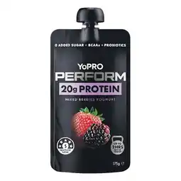 Woolworths YoPRO Perform High Protein Yoghurt Pouch 175g – From the Fridge offer