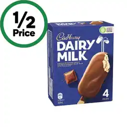 Woolworths Cadbury Ice Cream Bars or Sticks 300-360ml Pk 4-6 offer