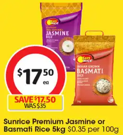 Coles Sunrice Premium Jasmine or Basmati Rice offer