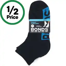 Woolworths Bonds Men’s Cushioned 1/4 Crew Sock Assorted Pk 3 offer
