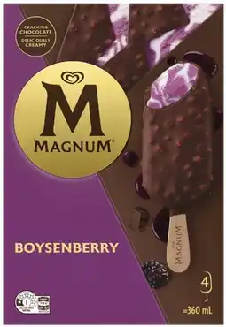 Coles NEW Streets Magnum Boysenberry Sticks 4 Pack 360mL offer