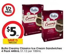 Coles Bulla Creamy Classics Ice Cream Sandwiches offer