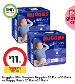 Coles Huggies Little Sleepers Nappies or Nappy Pants offer