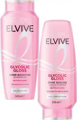 Coles L'Oréal Elvive Glycolic Gloss Shampoo or Conditioner 340mL offer