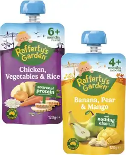 Coles Rafferty's Garden 4+ Months, 6+ Months or 8+ Months Baby Food Pouch 120g offer