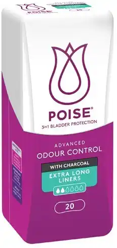 Coles Poise Advanced Odour Protect Extra Long Continence Liners 20 Pack offer