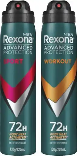 Coles Rexona Advanced 72hr Aerosol Deodorant 220mL offer
