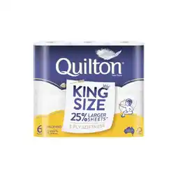 Woolworths Quilton King Size, Shea Butter or Coconut Oil Toilet Tissue Pk 6 offer