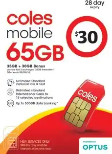 Coles Coles Mobile $30 Prepaid SIM offer