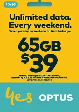 Coles Optus Prepaid $39 SIM Starter Kit offer