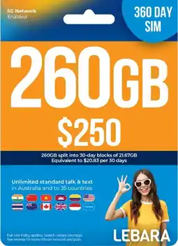 Coles Lebara $250 Starter Pack offer