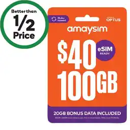 Woolworths amaysim $40 Starter Pack offer