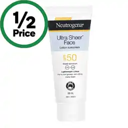 Woolworths Neutrogena SPF 50 Ultra Sheer Face Lotion Sunscreen 88ml offer