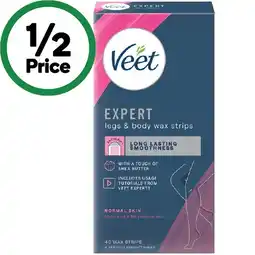 Woolworths Veet Expert Legs & Body Wax Strips Pk 40 offer