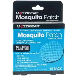 Woolworths Mozzigear Mosquito Patch Insect Repellent Pk 10 offer