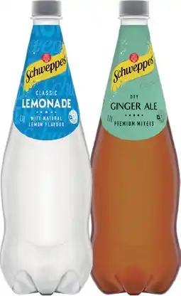IGA Schweppes Mixers, Soft Drinks or Natural Mineral Water 1.1 Litre Selected Varieties offer